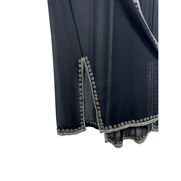 Mark & John By Gopal Black Sheer Beaded Embroidered Dress Jacket Size Medium - Picture 7 of 12